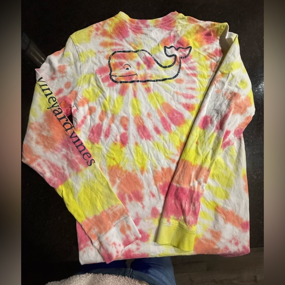 Vineyard Vines Pink, Yellow, and Orange Tie-Dye Kids Long Sleeve Shirt - Picture 6 of 7